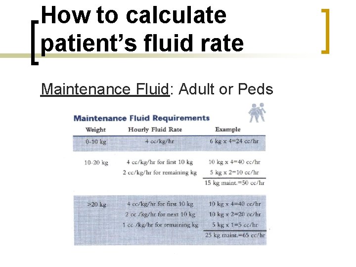 How to calculate patient’s fluid rate Maintenance Fluid: Adult or Peds 