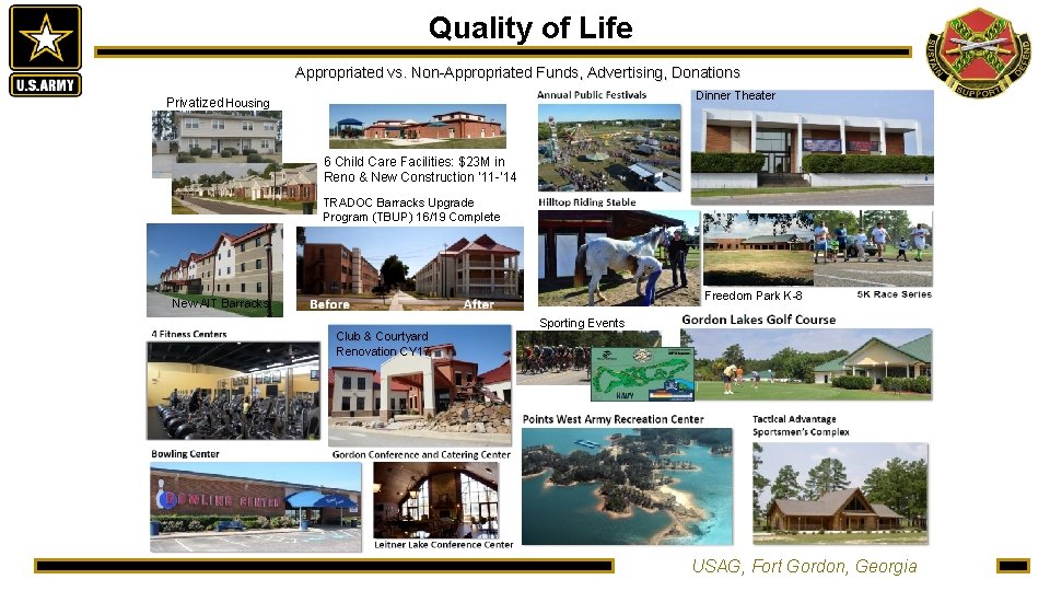 Quality of Life Appropriated vs. Non-Appropriated Funds, Advertising, Donations Dinner Theater Privatized Housing 6