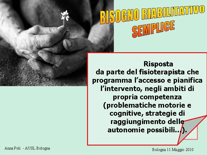Risposta quando la condizione di salute daalterata parte del fisioterapista che limita l’autonomia delle