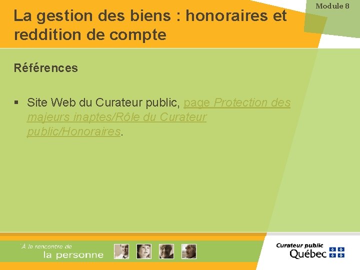 La gestion des biens : honoraires et reddition de compte Références § Site Web