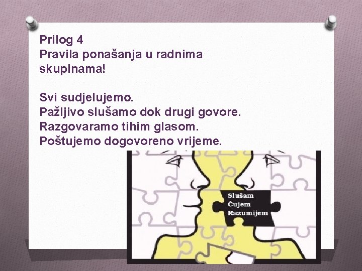 Prilog 4 Pravila ponašanja u radnima skupinama! Svi sudjelujemo. Pažljivo slušamo dok drugi govore.