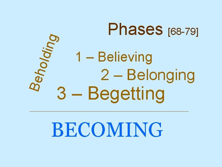 g oldi n Beh Phases [68 -79] 1 – Believing 2 – Belonging 3