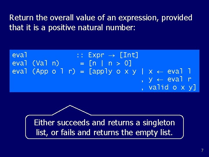 Return the overall value of an expression, provided that it is a positive natural