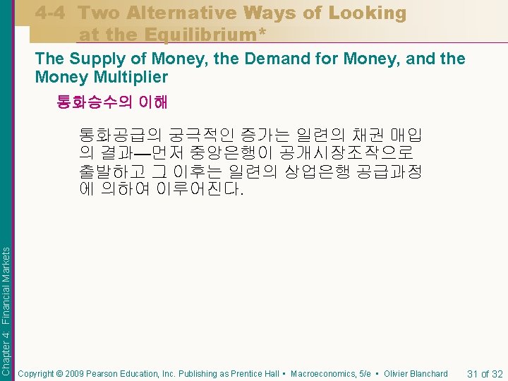 4 -4 Two Alternative Ways of Looking at the Equilibrium* The Supply of Money,