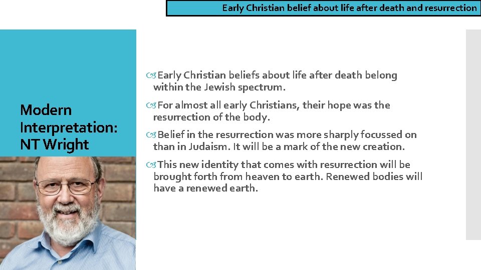 Early Christian belief about life after death and resurrection Early Christian beliefs about life