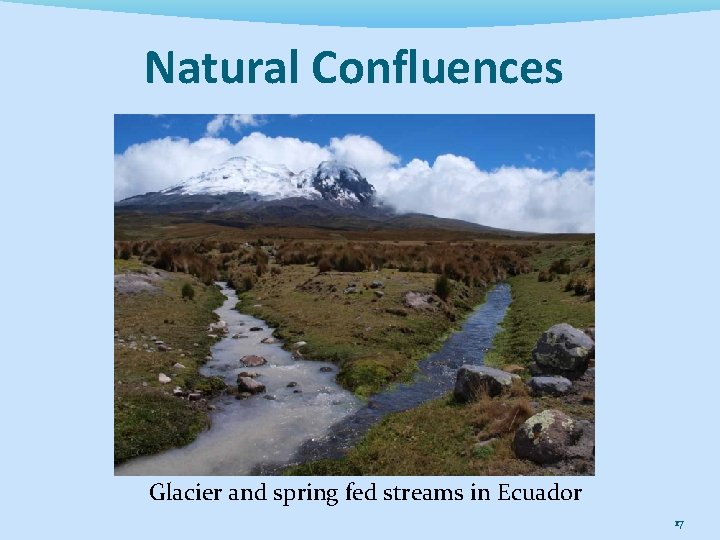 Natural Confluences Glacier and spring fed streams in Ecuador 17 