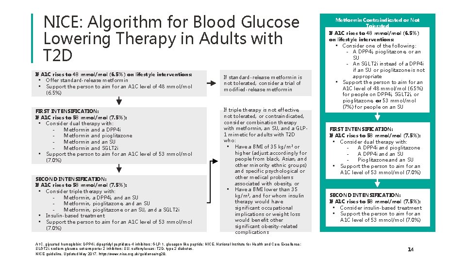 NICE: Algorithm for Blood Glucose Lowering Therapy in Adults with T 2 D If