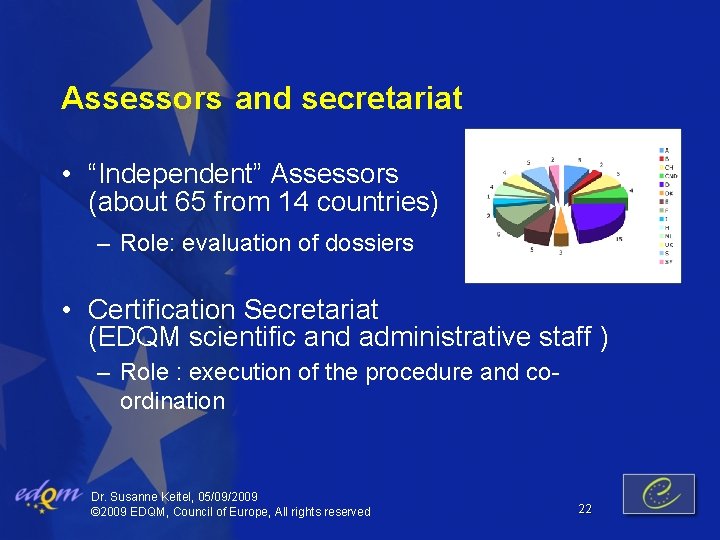 Assessors and secretariat • “Independent” Assessors (about 65 from 14 countries) – Role: evaluation