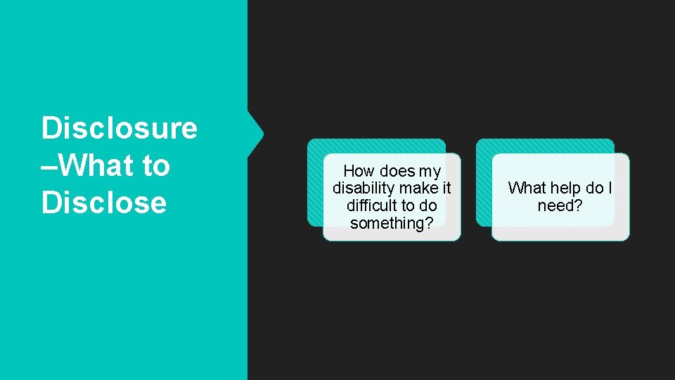 Disclosure –What to Disclose How does my disability make it difficult to do something?