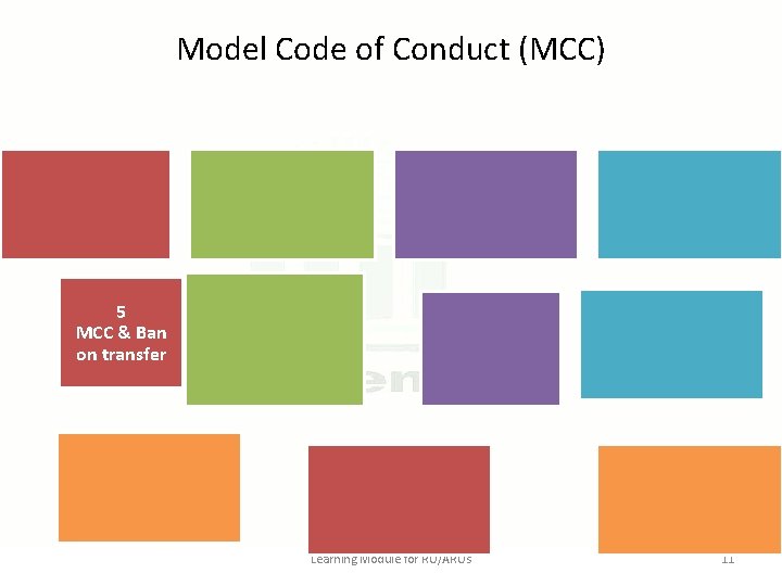 Model Code of Conduct (MCC) 5 MCC & Ban on transfer Learning Module for