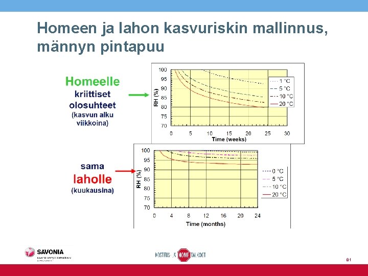 Homeen ja lahon kasvuriskin mallinnus, männyn pintapuu 81 