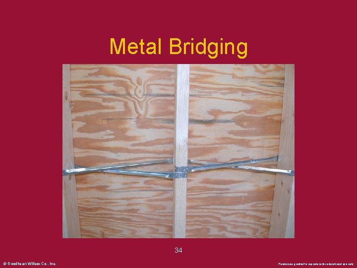 Metal Bridging 34 © Goodheart-Willcox Co. , Inc. Permission granted to reproduce for educational