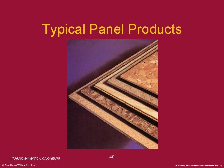 Typical Panel Products (Georgia-Pacific Corporation) © Goodheart-Willcox Co. , Inc. 40 Permission granted to