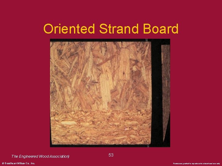 Oriented Strand Board The Engineered Wood Association) © Goodheart-Willcox Co. , Inc. 53 Permission