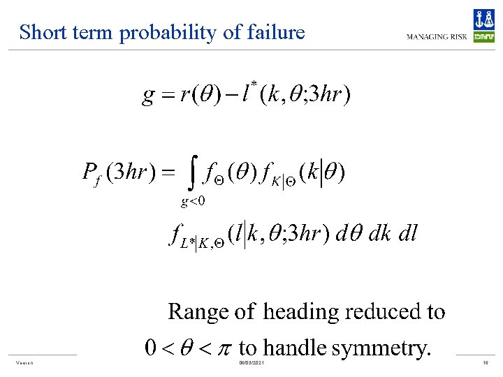 Short term probability of failure Version 06/03/2021 16 
