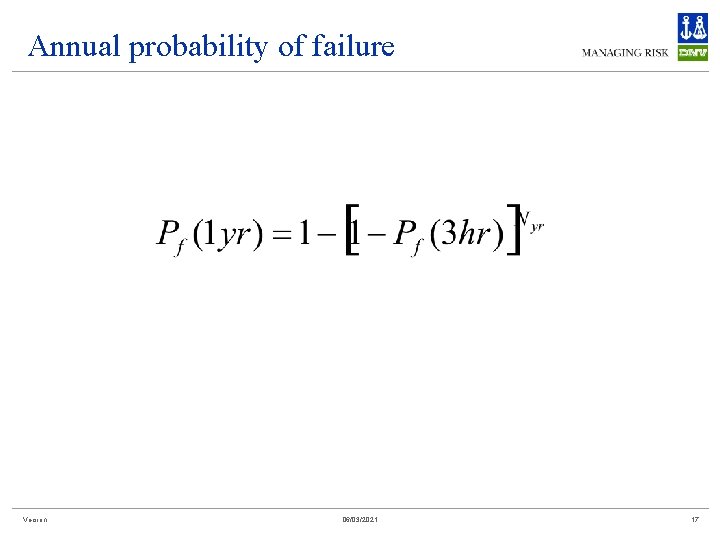Annual probability of failure Version 06/03/2021 17 