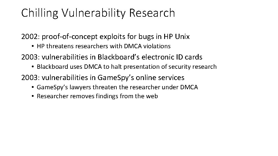 Chilling Vulnerability Research 2002: proof-of-concept exploits for bugs in HP Unix • HP threatens