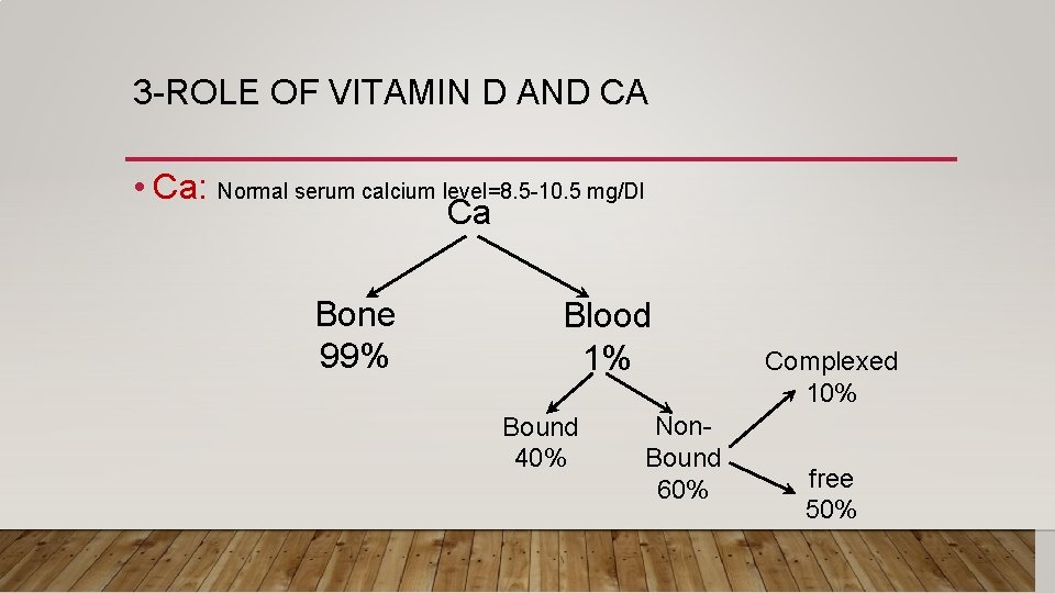 3 -ROLE OF VITAMIN D AND CA • Ca: Normal serum calcium level=8. 5