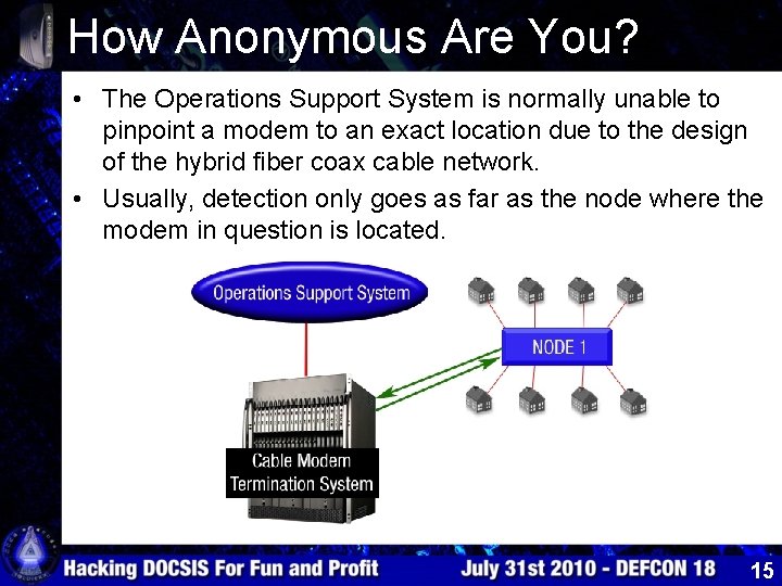 How Anonymous Are You? • The Operations Support System is normally unable to pinpoint