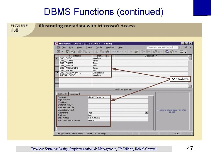 DBMS Functions (continued) Database Systems: Design, Implementation, & Management, 7 th Edition, Rob & DBMS Functions (continued) Database Systems: Design, Implementation, & Management, 7 th Edition, Rob &