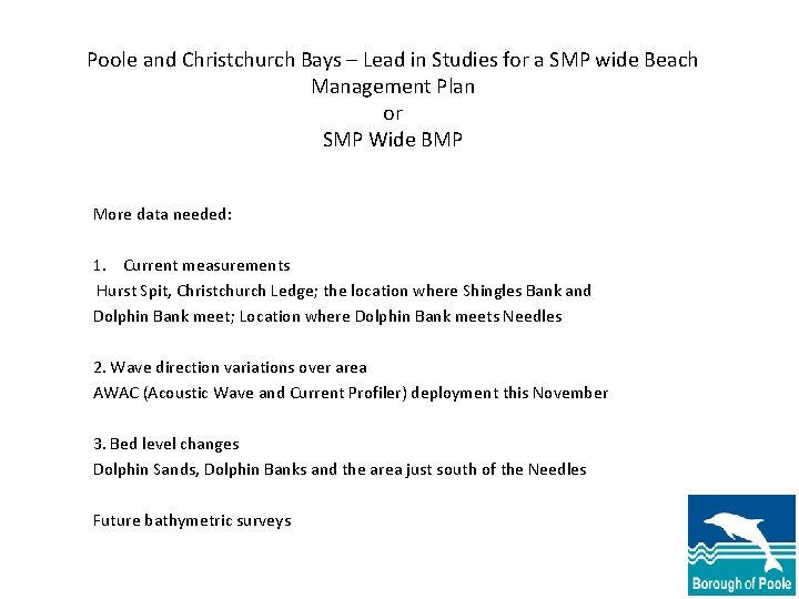 Poole and Christchurch Bays – Lead in Studies for a SMP wide Beach Management