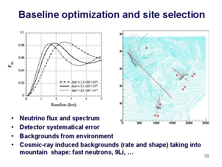 Baseline optimization and site selection • • Neutrino flux and spectrum Detector systematical error