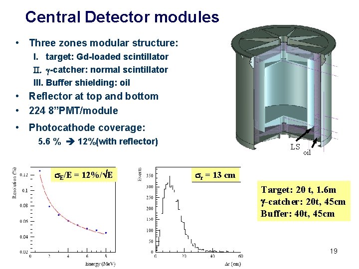 Central Detector modules • Three zones modular structure: I. target: Gd-loaded scintillator II. g-catcher: