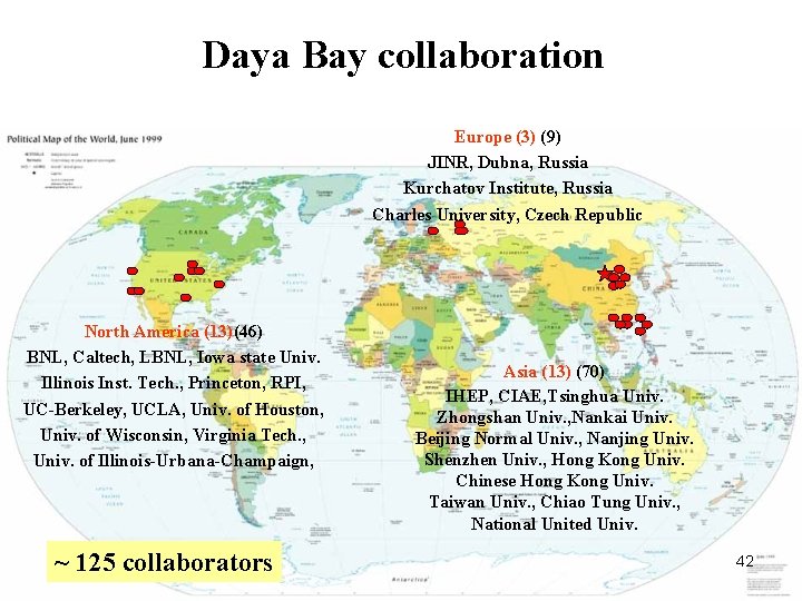 Daya Bay collaboration Europe (3) (9) JINR, Dubna, Russia Kurchatov Institute, Russia Charles University,