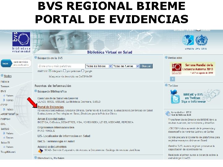 BVS REGIONAL BIREME PORTAL DE EVIDENCIAS 