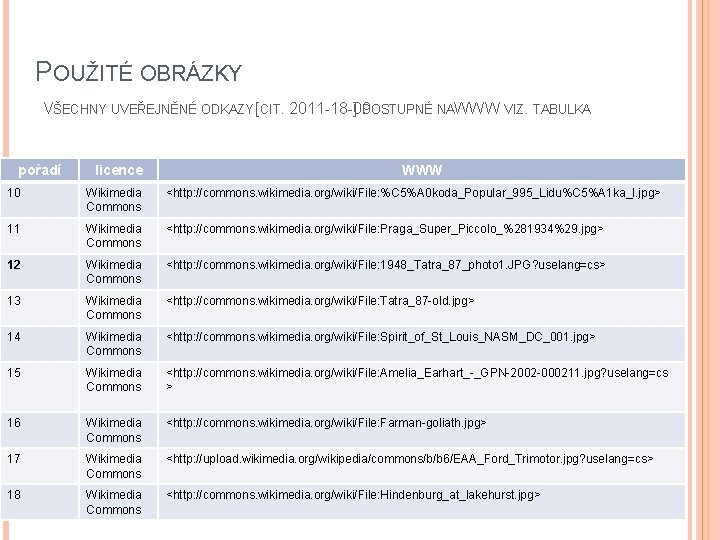 POUŽITÉ OBRÁZKY VŠECHNY UVEŘEJNĚNÉ ODKAZY [CIT. 2011 -18 -09 ] DOSTUPNÉ NAW WW VIZ.