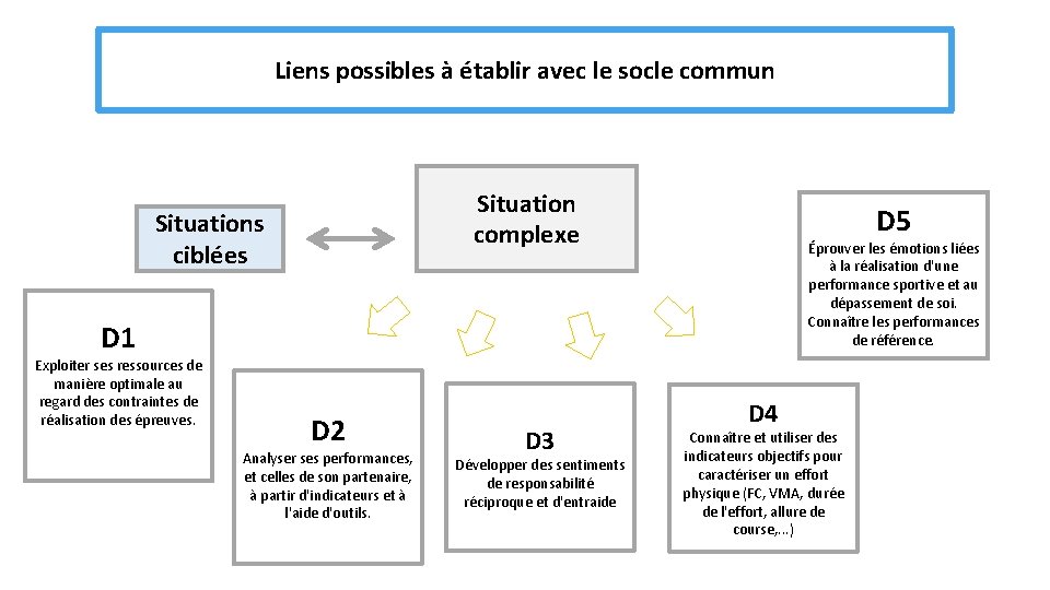 Liens possibles à établir avec le socle commun Situation complexe Situations ciblées D 5 Liens possibles à établir avec le socle commun Situation complexe Situations ciblées D 5