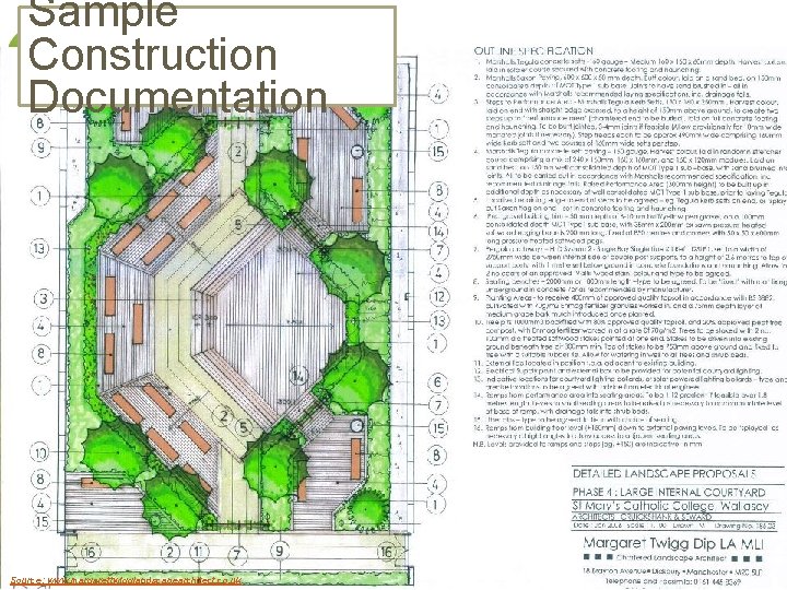 Sample Construction Documentation Source: www. margarettwigglandscapearchitect. co. uk 