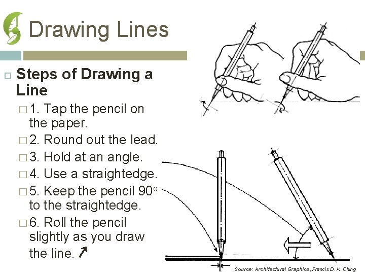 Drawing Lines Steps of Drawing a Line � 1. Tap the pencil on the