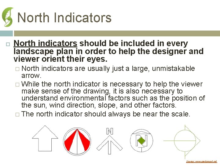 North Indicators North indicators should be included in every landscape plan in order to