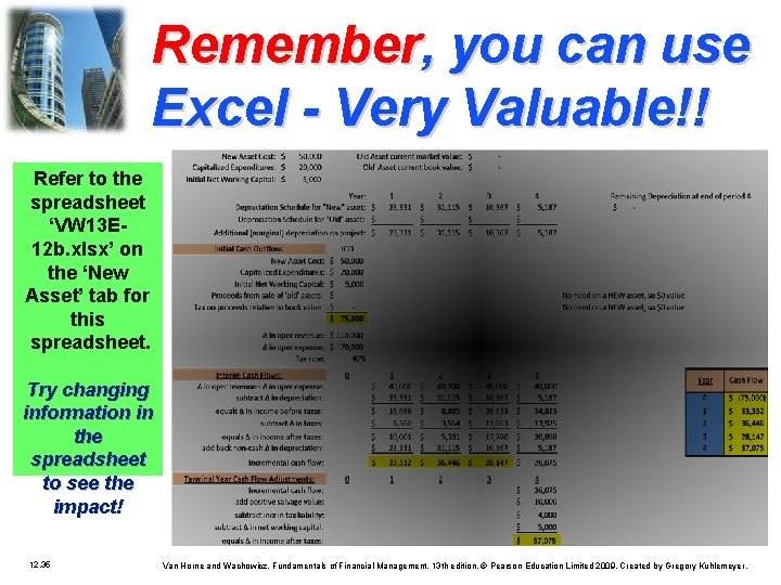 Remember, you can use Excel - Very Valuable!! Refer to the spreadsheet ‘VW 13