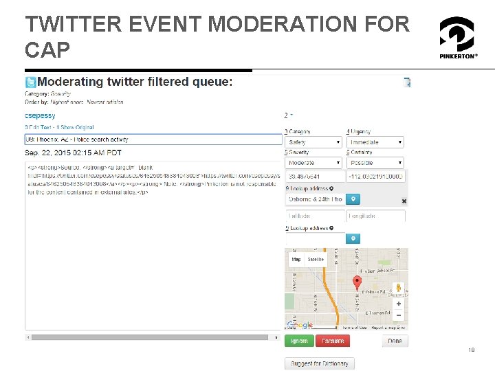 TWITTER EVENT MODERATION FOR CAP 18 