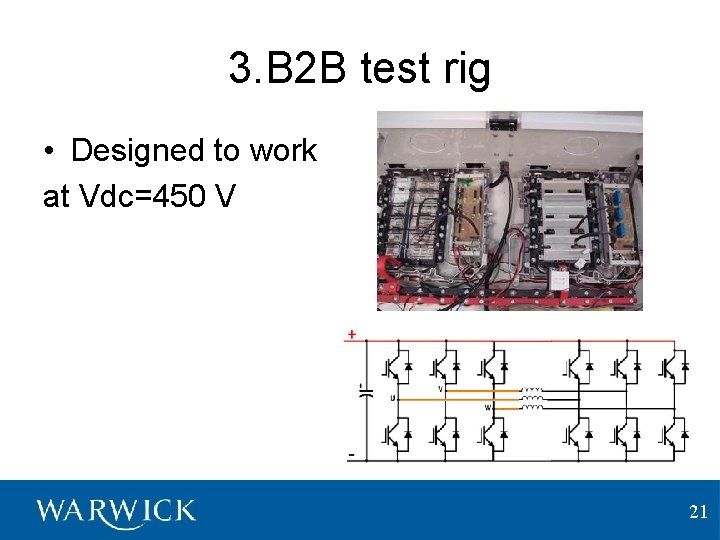 3. B 2 B test rig • Designed to work at Vdc=450 V 21