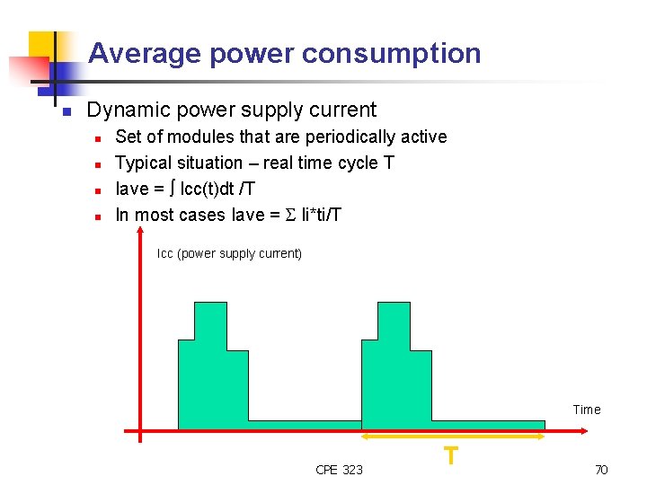 Average power consumption n Dynamic power supply current n n Set of modules that