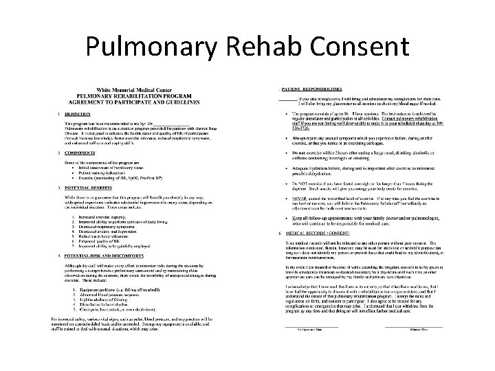 Pulmonary Rehab Consent 