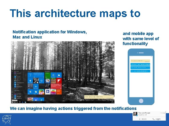 This architecture maps to Notification application for Windows, Mac and Linux and mobile app