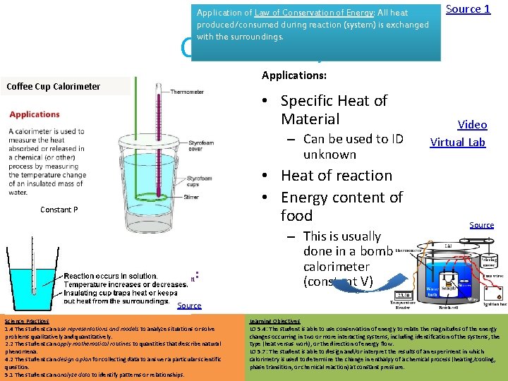 Application of Law of Conservation of Energy: All heat produced/consumed during reaction (system) is