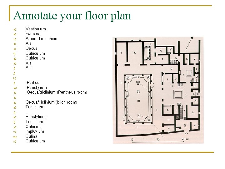Annotate your floor plan a) b) c) d) e) f) g) h) i) Vestibulum