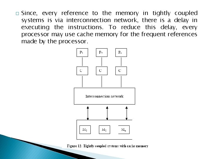 � Since, every reference to the memory in tightly coupled systems is via interconnection