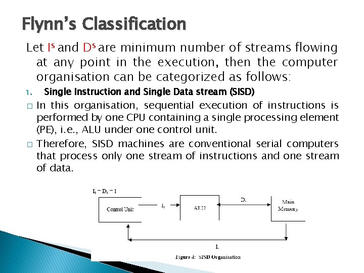 Flynn’s Classification Let Is and Ds are minimum number of streams flowing at any