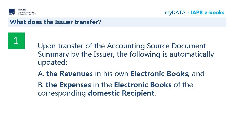 my. DATA - IAPR e-books What does the Issuer transfer? 1 Upon transfer of