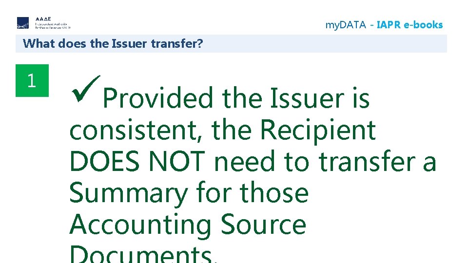 my. DATA - IAPR e-books What does the Issuer transfer? 1 üProvided the Issuer