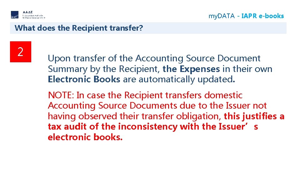 my. DATA - IAPR e-books What does the Recipient transfer? 2 Upon transfer of