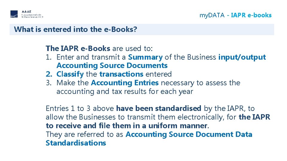 my. DATA - IAPR e-books What is entered into the e-Books? The IAPR e-Books