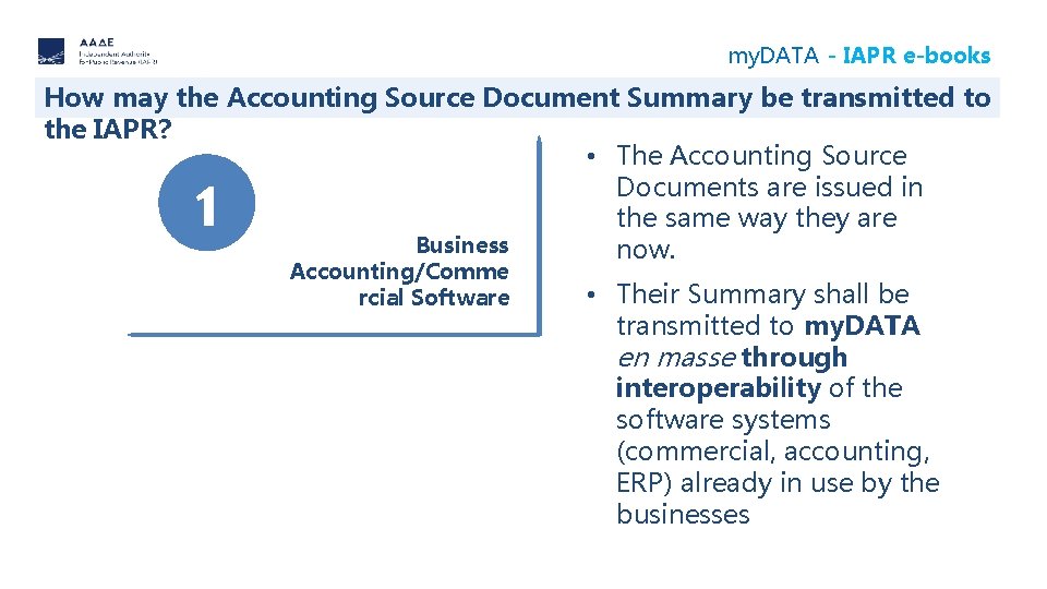 my. DATA - IAPR e-books How may the Accounting Source Document Summary be transmitted