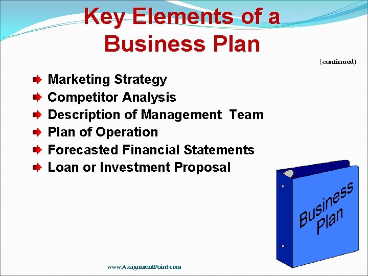 Key Elements of a Business Plan Marketing Strategy Competitor Analysis Description of Management Team